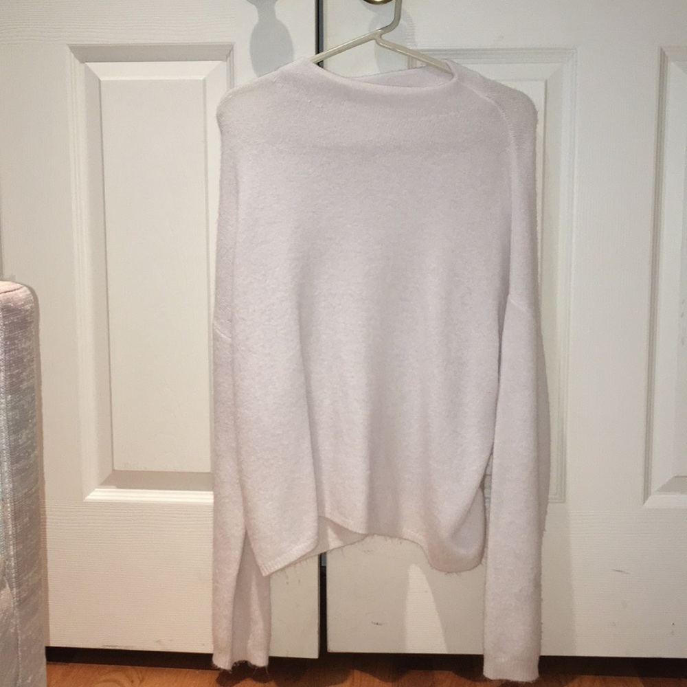 White mock neck sweater